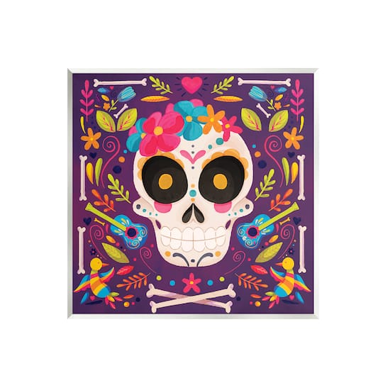 Stupell Industries Day Of Dead Floral Patterned Skull Wall Plaque Art